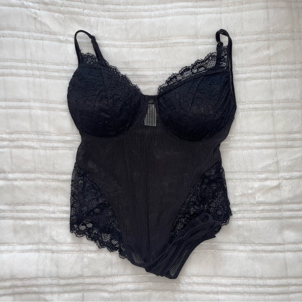 Black mesh bodysuit
